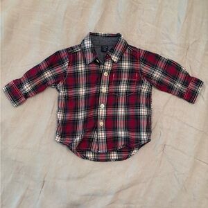 Baby GAP Red and Navy Plaid Button Down Shirt / 3 - 6 Months